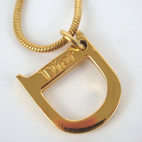 Authentic Christian Dior D logo Necklace metal [Used] - Picture 3 of 9